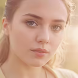 a beautiful woman with blonde hair and large blue eyes