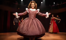 a lady in a pink dress is on stage