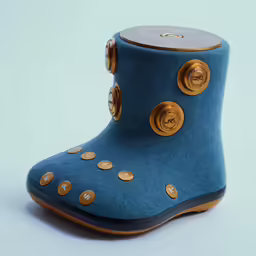 this is a pair of blue shoes with buttons on them