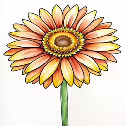 a drawing of a large yellow sunflower,watercolor painting of a large sunflower by artist michael jones