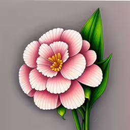 there is a large pink flower on the wall,a close up of a pink flower with a green stem