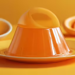 the orange saucer on the white plate is ready to be served