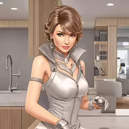 an illustration of a woman in a futuristic suit