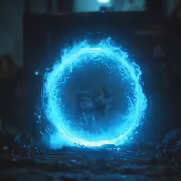 a circular ball with blue glowing lights inside