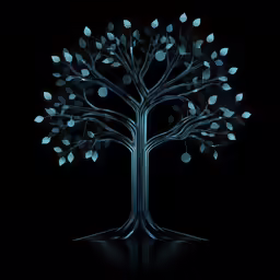 a computer generated tree on a black background