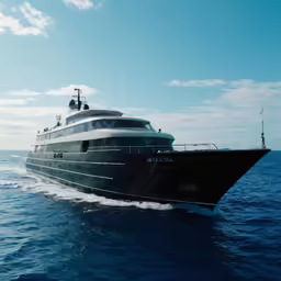 a large boat is going through the water