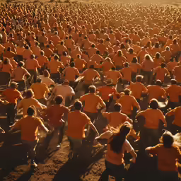 people running together with each other in orange shirts