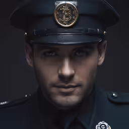 a young man in uniform is staring at the camera