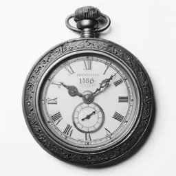 a black and white clock on a white surface