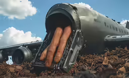 two sausages in the front of a propellor on a plane