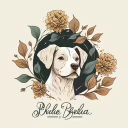 a white dog with floral wreath around its neck