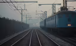 a train moving down the tracks in a train station