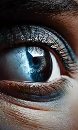 the human eye and body are reflected in another one