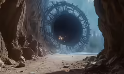 a tunnel with lots of pipes on the side of it