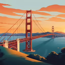 there is a painting of the golden gate bridge