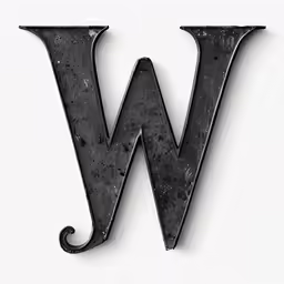 a black and white picture of the letter w in gothic script
