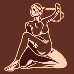 a woman sitting on the floor in front of a brown background,an image of a woman sitting on a chair