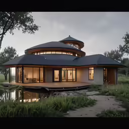 a unique house is built on a hill