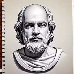 a drawing of an ancient greek man with his hand in his pocket