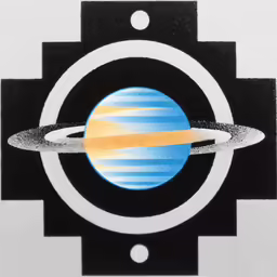 an optical painting with two saturnes, surrounded by other circles
