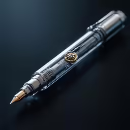a mechanical mechanical pen with a tiny golden object on top