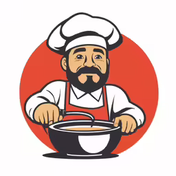 an illustration of a chef cooking in the kitchen