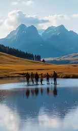 some people that are standing in the water