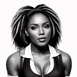 a woman in black and white is wearing a shirt