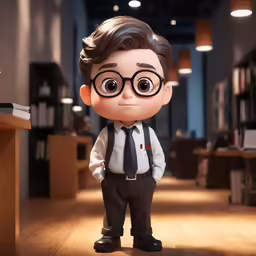 an animated man with glasses in a suit and tie