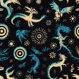 an old black and blue background with different designs