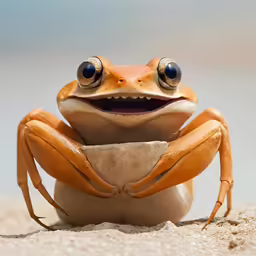 a close up of a frog with big eyes