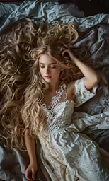 a young woman is laying on the bed