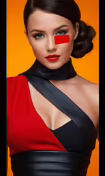 a woman wearing a choker with a flag painted on it