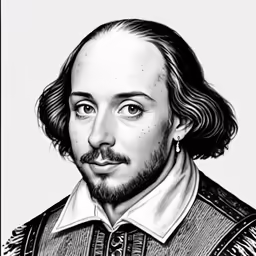 black and white portrait of a man with hair in long curls