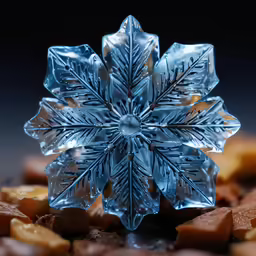 an intricately designed blue piece of glass surrounded by chocolate pieces