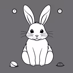 an illustration of a rabbit sitting on the floor