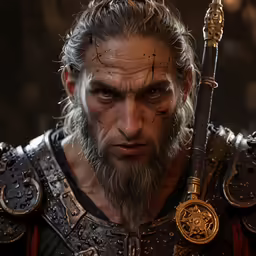 a man wearing a beard and costume in an environment