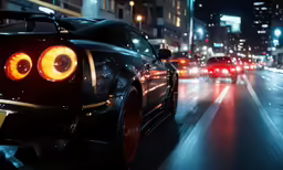 the taillights of a car driving down the road