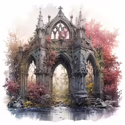 a photo of a beautiful view of the entrance to a castle