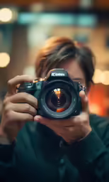a person taking a picture with a camera
