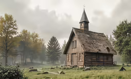a house on an older farm with an old fashioned roof