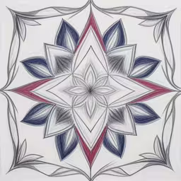 a drawing of an ornamental flower design,a drawing of a circular floral motif