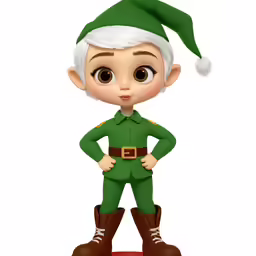 an elf on a white background with a christmas hat
