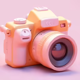 a colorful camera that is on the table