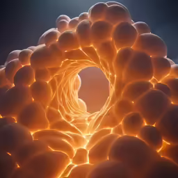 an image of a man sitting in a vortex made from balls
