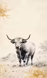 an image of an ox standing in a dirt field