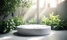 the modern table features a large white bowl