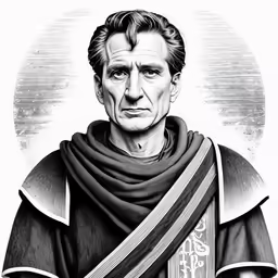 a drawing of john t campbell, who is holding the cross