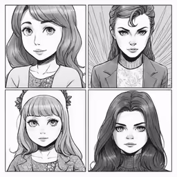 four pictures of girls, one with long hair and the other with a large amount of head