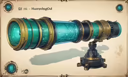 a long metal telescope on a tripod with glass